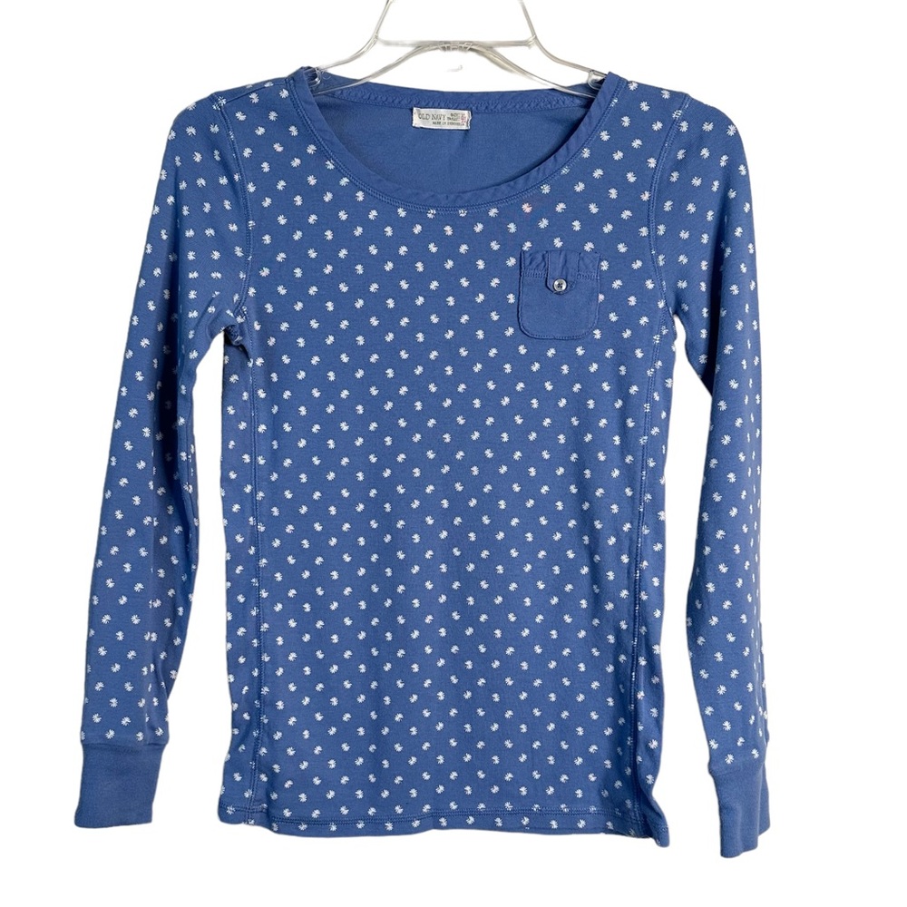 Old Navy Girl’s Flower Print Blue Long Sleeves T-Shirt XL